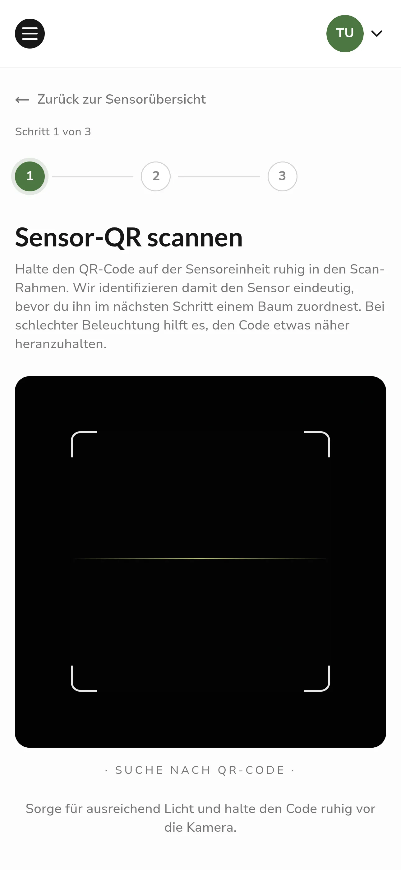 Schritt 1: QR-Code des Sensors scannen